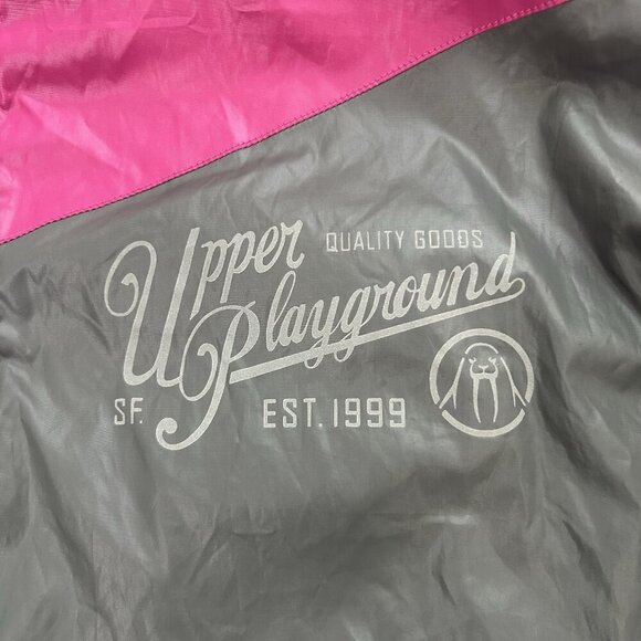 Upper Playground Jacket Mens Medium Full Zip Hoodie Goth Skater Grunge Y2K Nylon - Picture 5 of 15